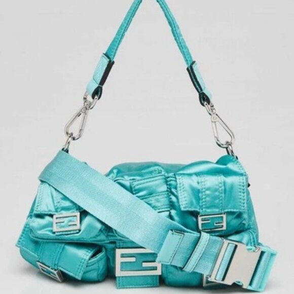 Fendi Green Nylon Convertible Multipocket Belt Baguette Bag 8BR808 - Picture 1 of 12